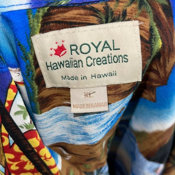 Vintage Royal Creations Hawaii Bright Car Surfboard Aloha Beach Shirt Men's XL - Picture 9 of 10
